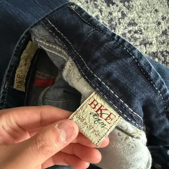 Y2K Biker BKE Denim Medium Rise Wendi Straight Leg Jeans Size 28X31.5 Bikercore - Picture 6 of 9